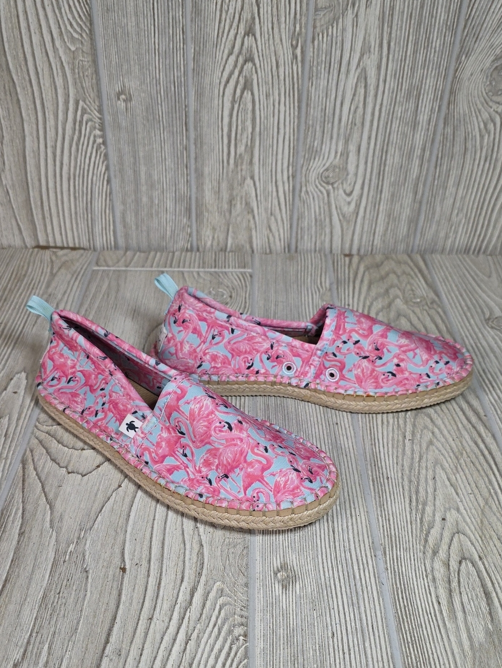 Simply Southern Espadrille Vibrant Flamingo Pattern Slip On Shoes Womens 6